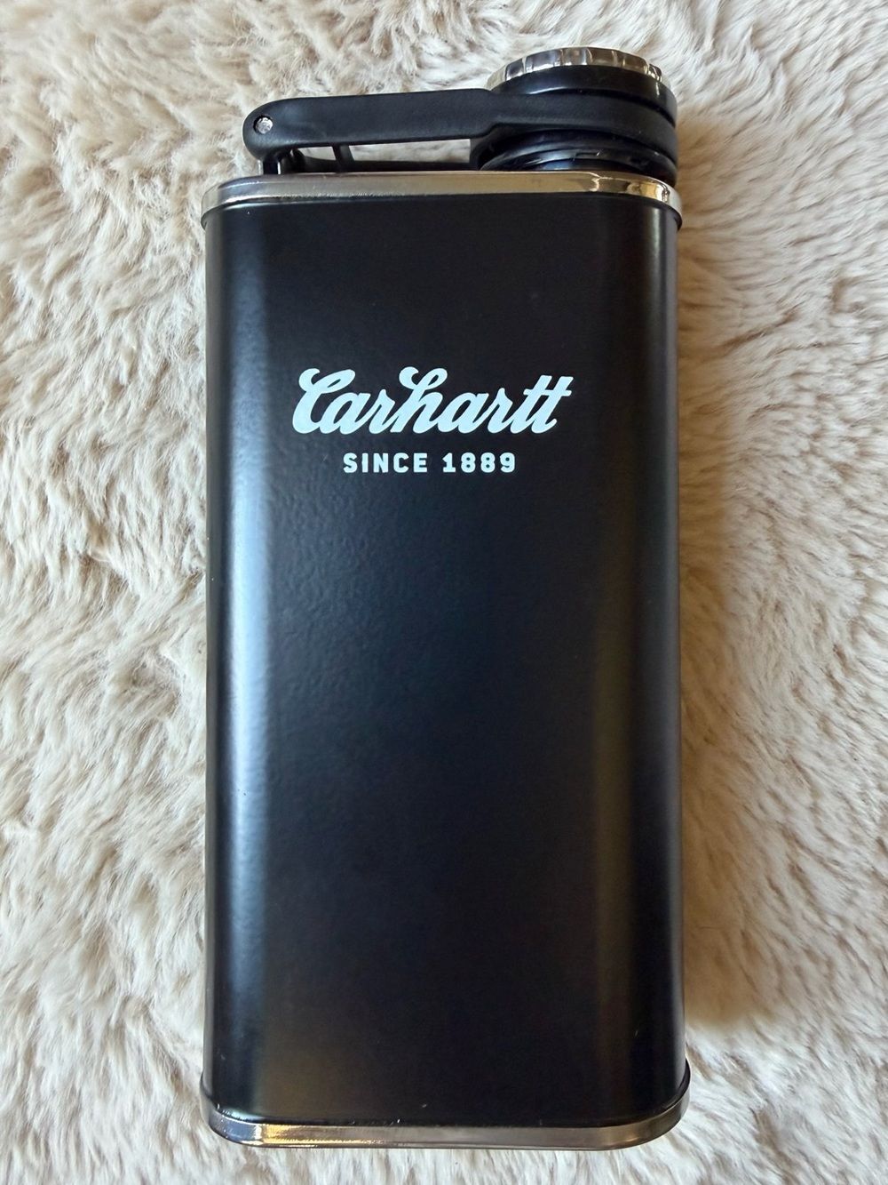 Carhartt x Stanley Collaboration 8 oz Black Stainless Steel Hip Flask Workwear